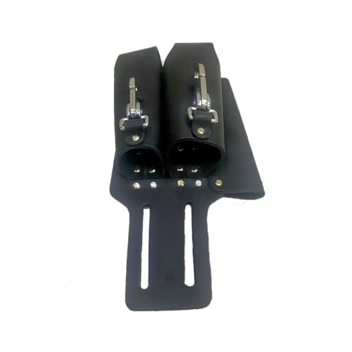 Zeluga Saddle Leather 3 Pocket Linesmen and Electricians Tool Holder Black