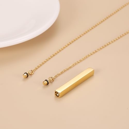 Horizontal Bar Urn Necklace For Ashes For Women Gold