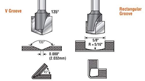 Amana Tool - 45795 Carbide Tipped Double Edge Folding V-Groove 108 Deg x 0.090" Tip Wi 45795 - 3/8 CH x 1/2 D x 1/4 Inch SHK