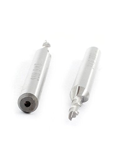 sourcing map 4PCS HSS 3mm Cutting Dia 6mm Shank 2 Flutes End Mill Milling Cutter | End mill cutter