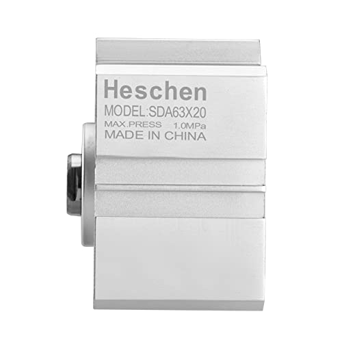 Heschen Pneumatic Compact Aluminum Air Cylinder, SDA 63-20, Bore 63mm, Stroke 20mm, 1/4 PT Port Size, Double Acting