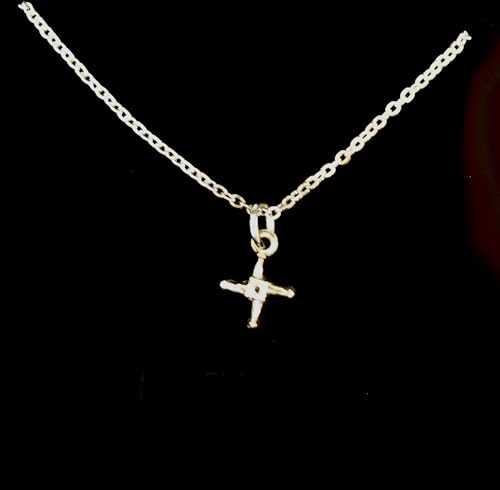Tiny Saint Brigid Cross Necklace, Brigid of Kildare, Irish Goddess Cross, Protection from Evil, 20" Stainless Steel Cable Chain