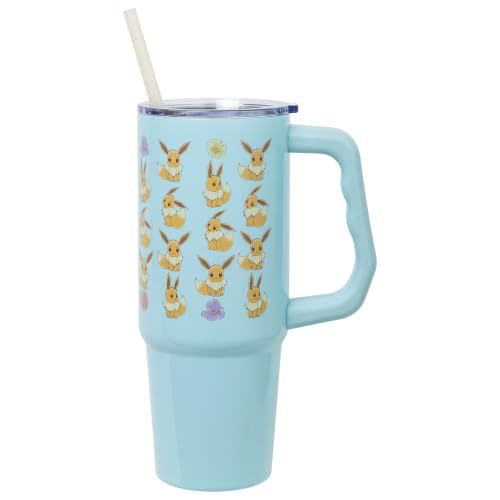 Silver Buffalo Pokémon Flower Cafe Eevee, Stainless Steel Tumbler, 30oz