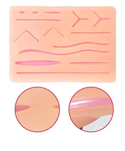 [Australia - AusPower] - Suture Practice Kit for Training and Practice for Students, Silicon Pad with Protective Horizontal and Vertical Mesh Layer to Enhance The Durability with 14 Wound Pad 