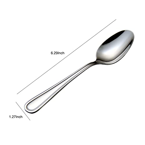 Teaspoons Set, Stainless Steel 18/0 Tea Spoon 12pcs, 6.29 Inches For Home, Kitchen Restaurant, Slilver (Pack of 2) 12pcs-round (Pack of 2)