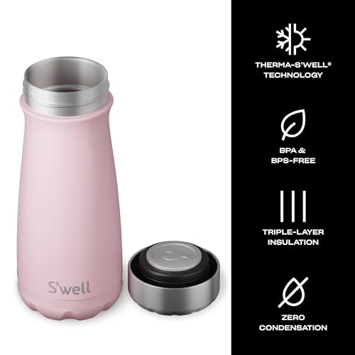 S'well Stainless Steel Traveler - 16 Fl Oz - Pink Topaz - Triple-Layered Vacuum-Insulated Travel Mug Keeps Coffee, Tea and Drinks Cold for 24 Hours and Hot for 12 - BPA-Free Water Bottle