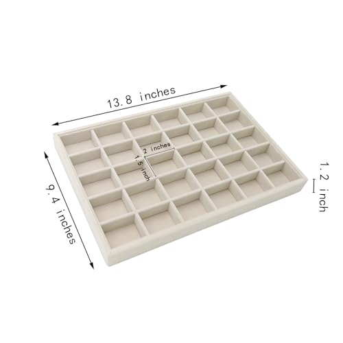 Stratalife 30 Grid Jewelry Organizer Tray, 13.8" x 9.4" x 1.2", (Pack of 2) Beige 30 Grid-2 Pack