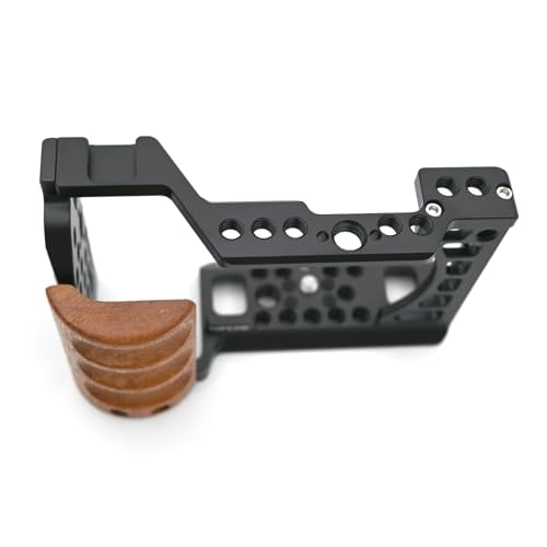 Camera Cage with Wooden Handgrip for Sony A6400 A6300 A6000 A6100 A6500 WoodGrip Included