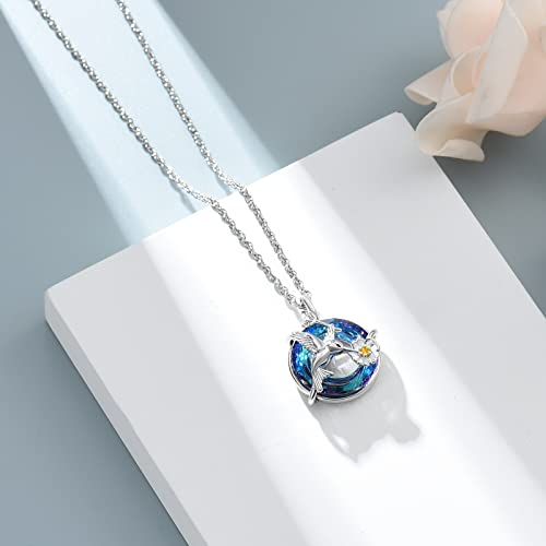 shajwo Hummingbird Urn Necklaces for Ashes Blue