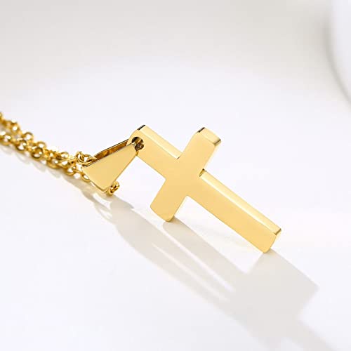 Necklaces for Women Trendy, Women Stainless Steel Cross Pendant Necklaces Gold