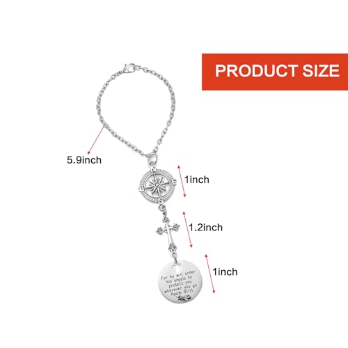 2 Pack Cross Car Charms, Religious Gift for Bible Verse Psalms 91:11