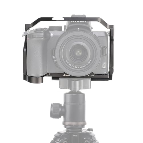 FocusFoto Camera Cage for Nikon Z50 Mirrorless Camera, Aluminium Video Vlogging Rig with Cold Shoe, 1/4"-20 Screw Mount, 3/8"-16 Locating Holes for Arri Grip, Quick Release Plate for Arca-Swiss Tripod