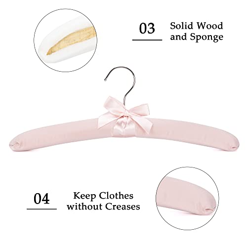 NEOVIVA Padded Hangers for Women Clothing,15 Inch (10 Pack) Pure Pink