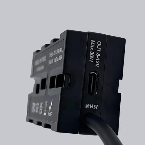 D Tap to Dual NP-F Dummy Battery Power Adapter Coiled Cable with USB C PD, Compatible with Atomos Ninja V, Shogun, SmallHD, Feelworld, Hollyland Mars, Replaces NP F550/F570/F770/F970, 39”