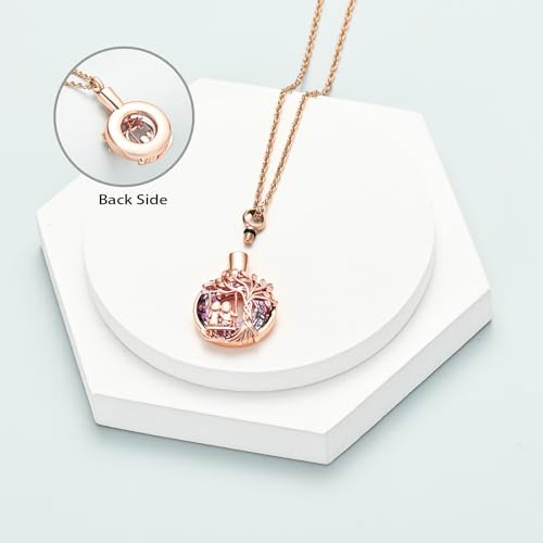 shajwo Tree of Life Urn Necklace for Ashes for Sister Rose gold-purple