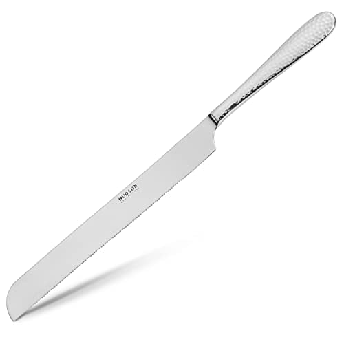 Hudson Essentials Bergamo Hammered 18/10 Stainless Steel Wedding Cake Knife & Cake Server Set – Perfect for Weddings, Engagements, & Birthay Parties