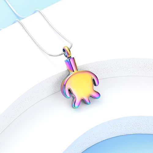 Sea Turtle Urn Necklace for Ashes Celtic Knot Cremation Jewelry for Women Men Stainless Steel Memorial Necklaces Ash Holder for Human Pets Keepsake Jewelry for Loved Ones with Fill Tool Rainbow