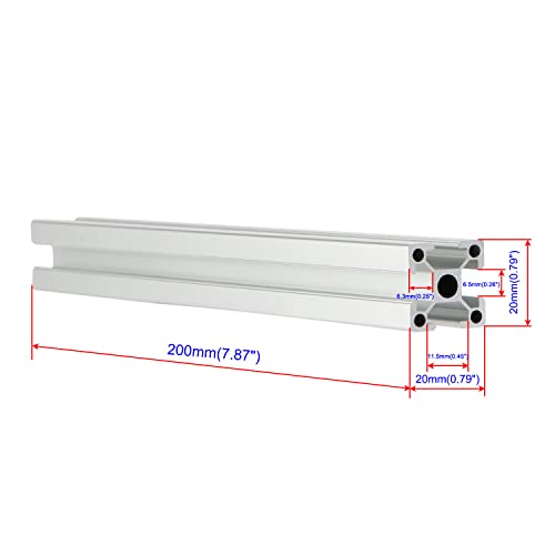 Silver 2020 Aluminum Extrusion Profile Four Holes Linear Rail 2020 Aluminum Profile Frame Machine DIY 3D printer workbench CNC (200mm) 4PCS Silver 200mm