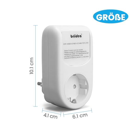 Mains Filter Adapter Plug, briidea Universal Broadband Mains Filter with EMI Filter Technology, Reduces Radio Frequency Interference, Supports Clean Power Supply, for Household and Electronics