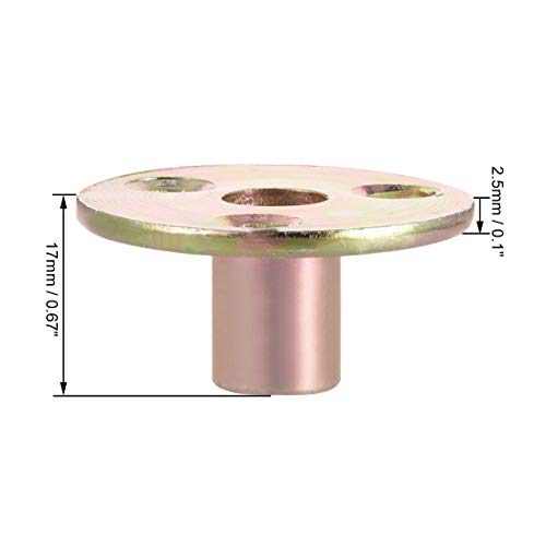 uxcell M8x37x2.5mm bronze tone carbon steel brad hole tee nuts, 10-piece furniture hardware set