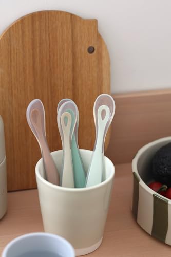 BEABA Baby's First Foods Spoon Set, Original Silicone Baby Spoons, Pack of 4 Baby Gift Set, BPA Lead & Phthalate Free, (Sage) Sage