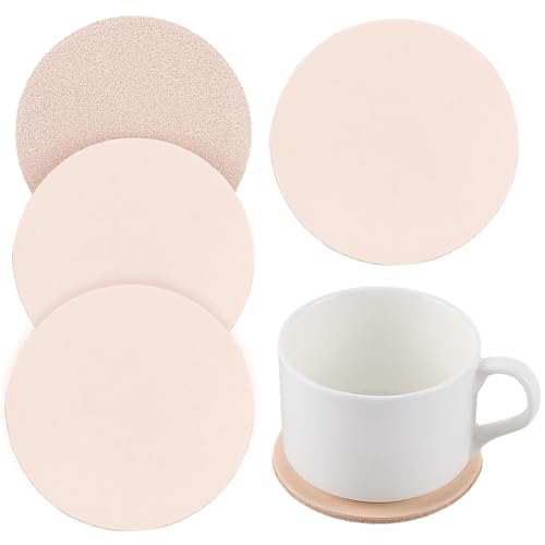 5PCS 8.2cm Round Vegetable Tan Genuine Leather Pad for Laser Engraving 3mm Thick Tooling Veg Circular Leather Pieces Sheet for Coasters Tooling Stamping Carving