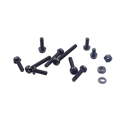 HVAZI Metric M3 black nylon Phillips pan-head screws, nuts and washers kit assortment