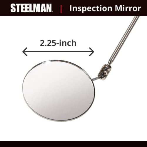 Steelman 29-Inch Telescoping Auto Inspection Mirror, Durable Steel, Articulating 3.25-Inch Round Mirror, Contoured Grip 29 inches