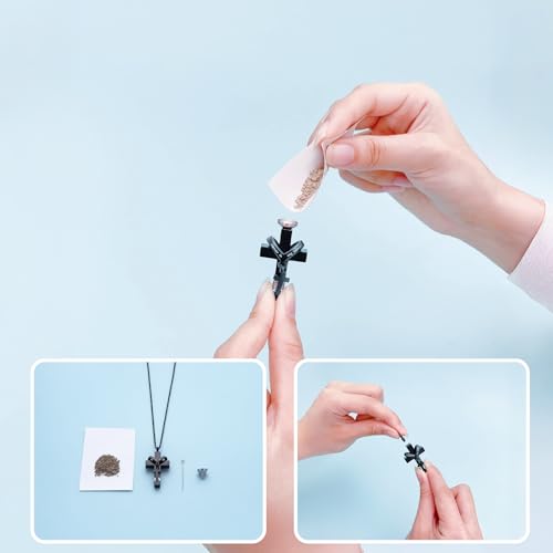 Cross Urn Necklace For Ashes Of Loved Ones With Birthstone - Forever in my heart - With Me Always Cremation Jewelry Keepsake Pendant Women Men Light Blue Stone