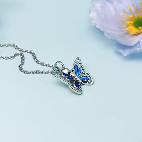 YSAHan Flying Butterfly Cremation Jewelry for Ashes Insect Urn Necklace Stainless Steel Pendant Keepsake for Women with Filling Kits