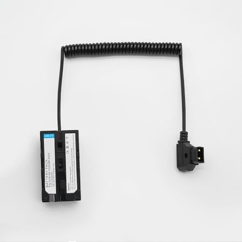 NP-F550 Dummy Battery to D-Tap P-Tap Male Coiled Power Cable Suitable for Sony NP-F550/570/970 & Atomos Ninja V Shogun Monitor, 7.2V 2400mAh, 32 Inch