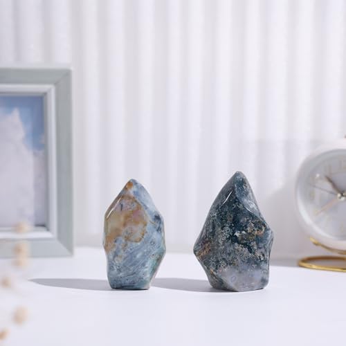 rockcloud Natural Ocean Jasper Flame Shaped Tower Stone 0.22-0.44 lb Mixed Color 0.22-0.44 Pound