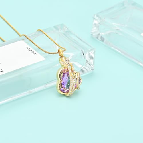 Butterfly Urn Necklaces Heart Cremation Jewelry for Ashes Stainless Steel Keepsakes Memorial Lover Ashes Holder Urns Necklaces Pendant Jewelry P-Gold
