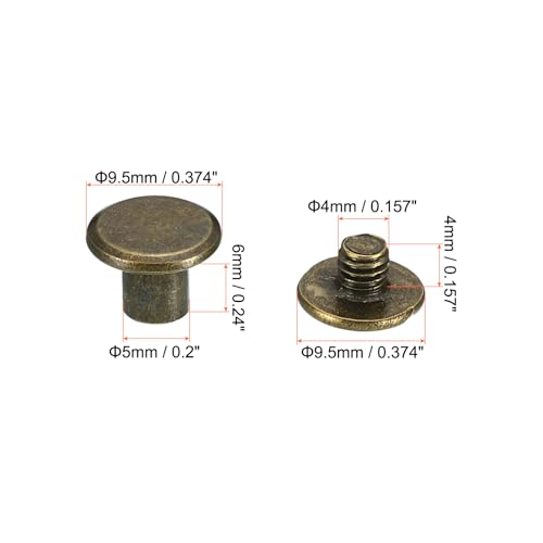 50 sets brown M5x6mm Chicago screws, Phillips binding post bolts for leather belts and scrapbook photo albums