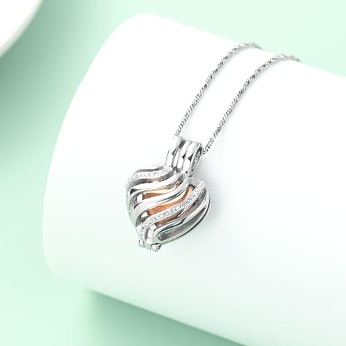 Yinplsmemory Cremation Jewelry Heart Urn Necklace for Ashes for Women Men Rose gold