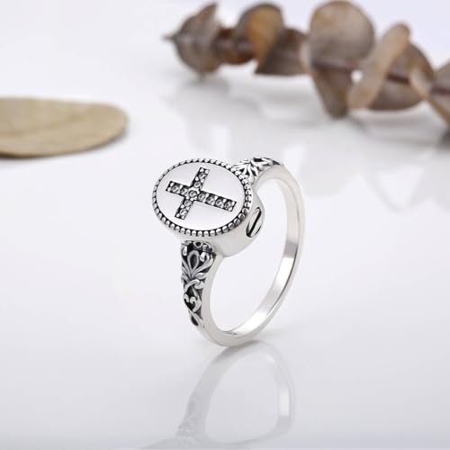 925 Sterling Silver Cross Cremation Ring for Ashes Memorial Urn Ring Christian Cross Memorial Jewelry Sympathy Remembrance Gift 9