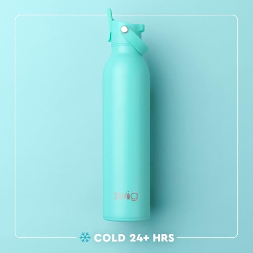 Swig Life 26oz Insulated Water Bottle, Travel Water Bottle with Straw and Lid, Cup Holder Friendly, Stainless Steel (Picnic Basket)