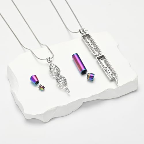 Cremation Urn Necklace Set for Ashes for Women Men Tree of Life & Celtic Knot Memorial Keepsake Pendant Waterproof Ash Jewelry Holds Human & Pet Ashes Rainbow