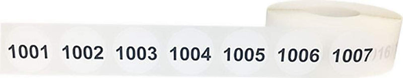 Consecutive Number Labels 1,001-2,000 1 Inch Number Stickers for Inventory 1,000 Stickers On A Roll