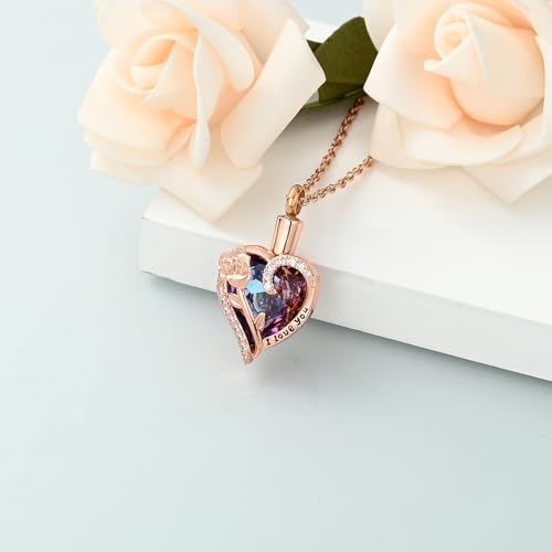 shajwo Rose Flower Heart Cremation Jewelry Rose gold-purple