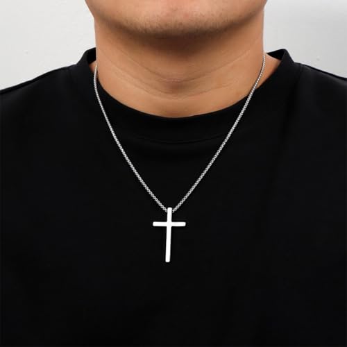 Faith Cross Pendant Necklace for Men Religious Christian Jewelry Gifts for Son 22 Inches