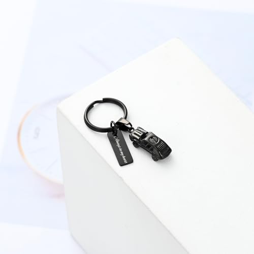 XSMZB Mini Car Cremation Jewelry Memorial Urn Necklace for Ashes Stainless Steel Pendant Human Pet Ashes Holder Keepsake Gift for Men Women Black Keychain