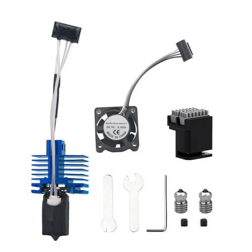 Bamboo Lab p1 p1s Hotend Complete Kit for p1 Series 3D Printer, Full Assembly Blue Hot End with Fan, Thermistor, 0.4mm Hardened Steel Nozzle+2pcs 0.4mm Bimetallic Nozzle