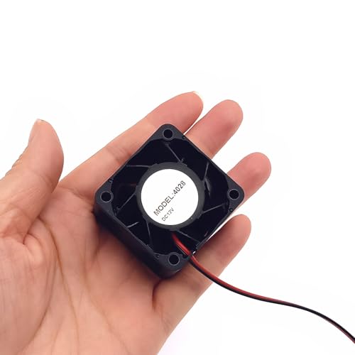 JZK 40 x 40 x 28 mm DC 12 V Mini Cooling Fan 40 mm with 2-Pin Plug, 15000 rpm, 0.27 A, 4028 Ball Bearing Small Brushless DC Fan 4 cm for Cooling or Ventilation, 3D Printer Fan