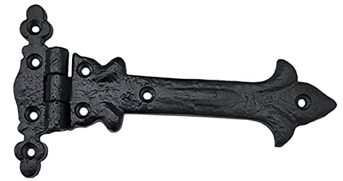 Adonai Hardware Adonijah Antique Cast Iron Strap T Hinge (6" X 2 Pack, Matte Black) for Barn Doors, Gates, Kitchen Cabinets, Sheds, Wooden Box, Furniture, Cedar Chest and Trunks 6" x 2 Pack (T Hinge) - Iron
