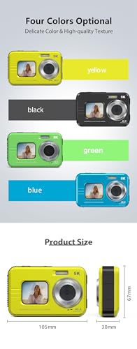 Mercanova 5K Underwater Camera, Waterproof, 48MP, Dual Screen, Blue