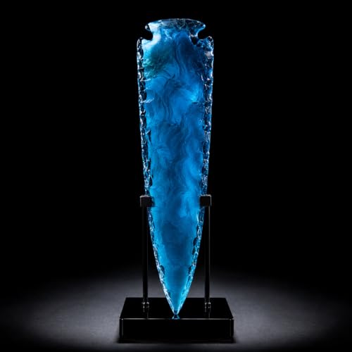 Large Arrowhead - Blue Aqua Obsidian Glass Veronica Arrowhead 6 Inch – Handmade Crystal Arrowhead for Spiritual Healing, Meditation, Reiki, Protection & Collector Display Gift