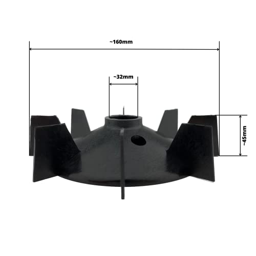 Fan Blade for Electric Motor 32 mm / 160 mm H 45 mm with Wedge Plastic Motor Blade Fan Blade Accessories Air Compressor Plastic Fan Blade Fan Blade Made of Nylon 32mm / 160mm