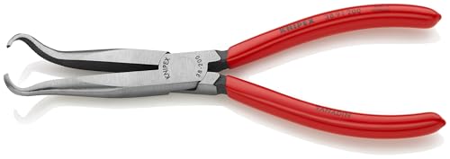 KNIPEX 38 91 200 long nose needle-nose pliers for spark plugs, 200 mm black and red handles
