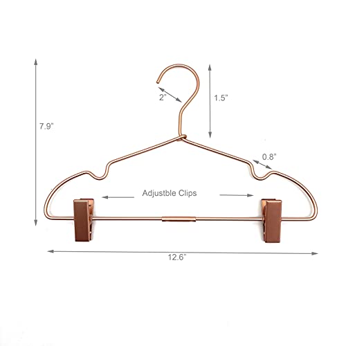 Metal Hangers Baby Clothes 12.5" Rose Gold Clips Hanger Children Kids Pants Hanger Display and Storage 10Pack 10
